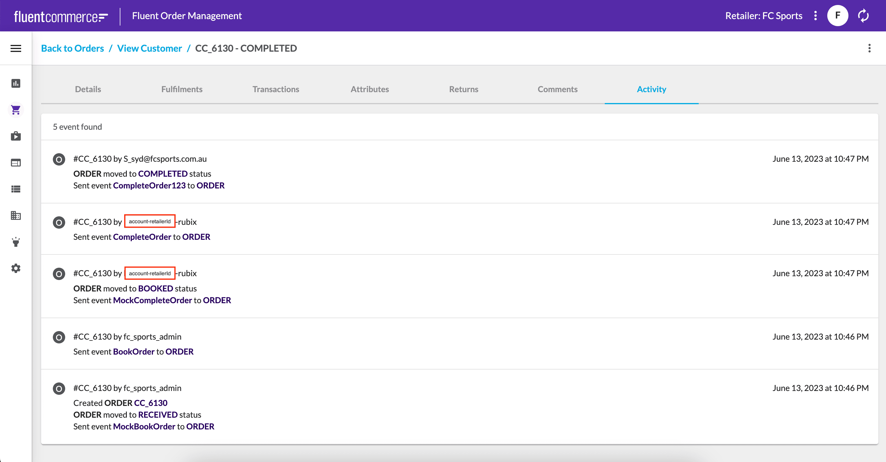 Fluent Order Management screenshot