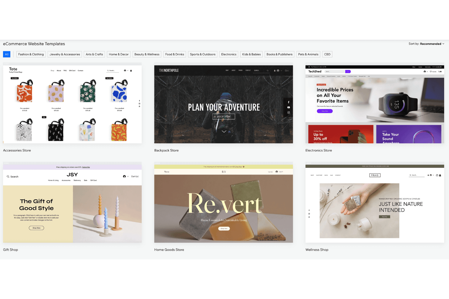 Wix eCommerce screenshot