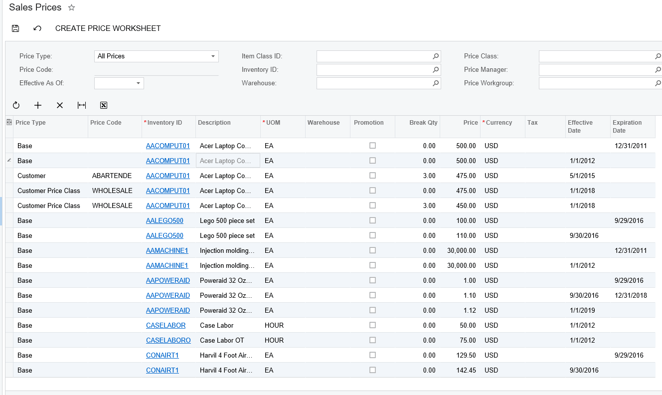 Acumatica screenshot