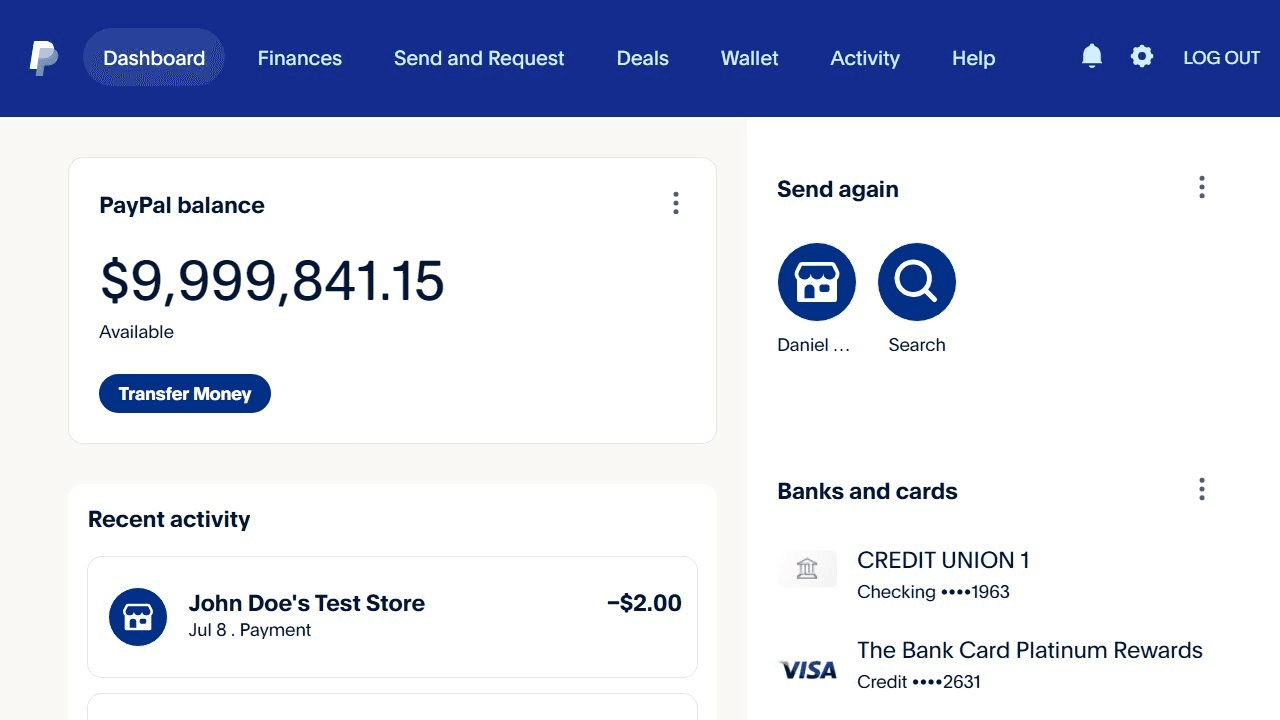 PayPal screenshot