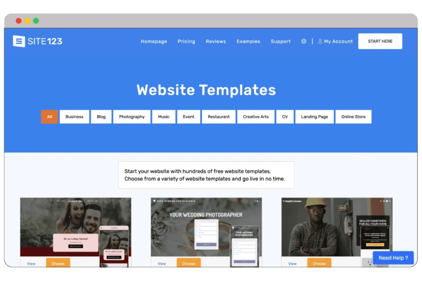 SITE123 screenshot