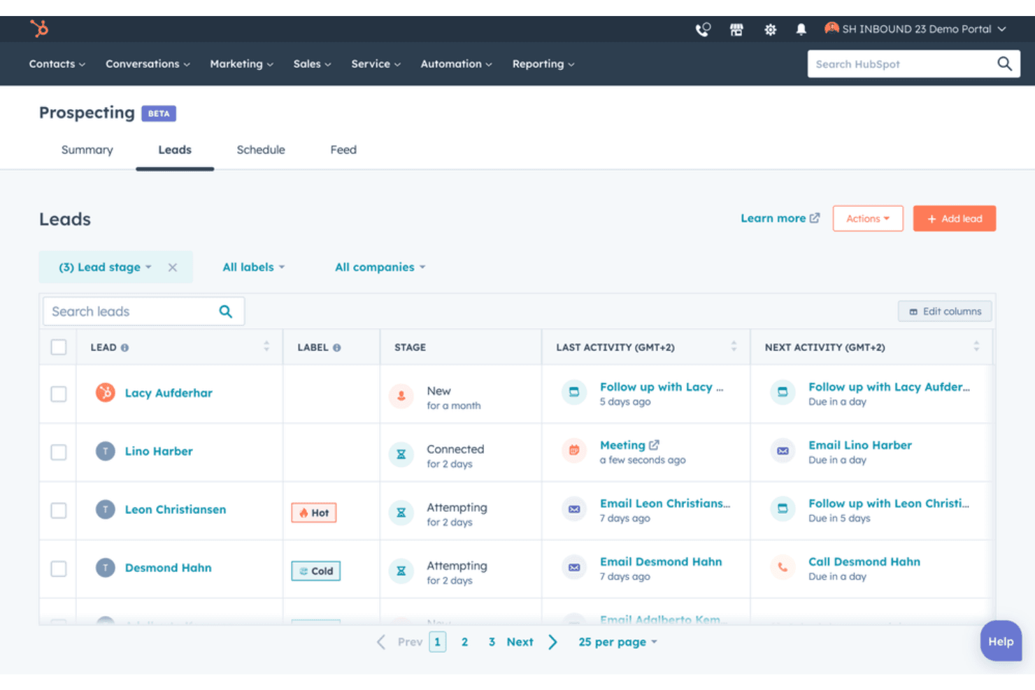 HubSpot screenshot