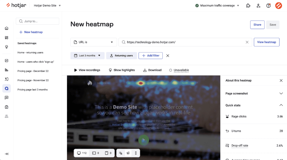 Hotjar (by Contentsquare) screenshot