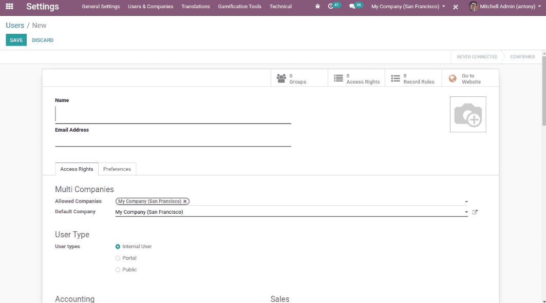 Odoo screenshot