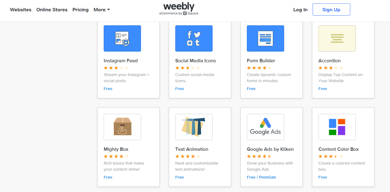 Weebly screenshot