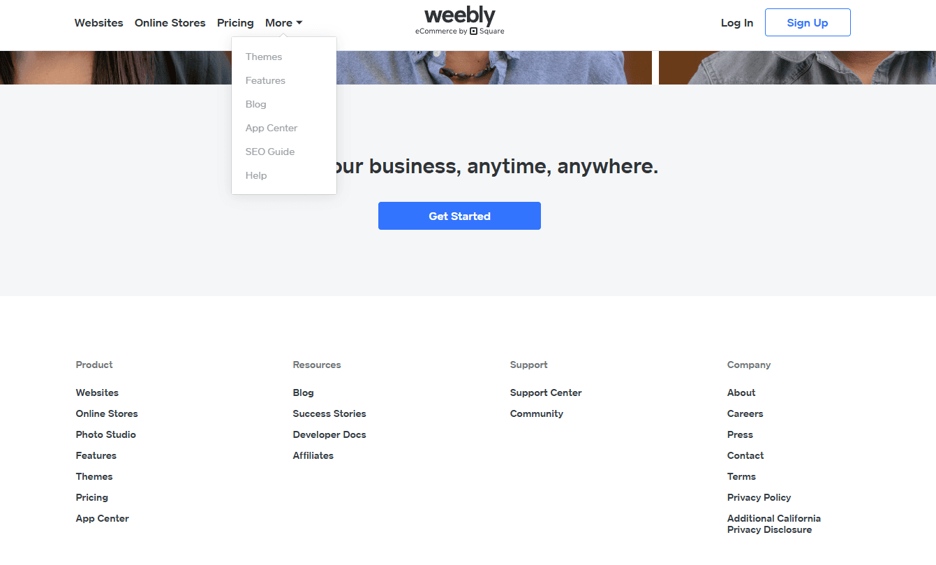 Weebly screenshot