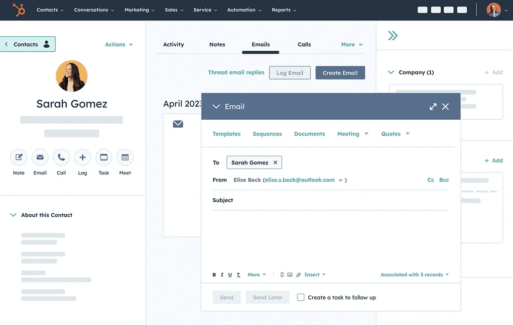 HubSpot CRM screenshot