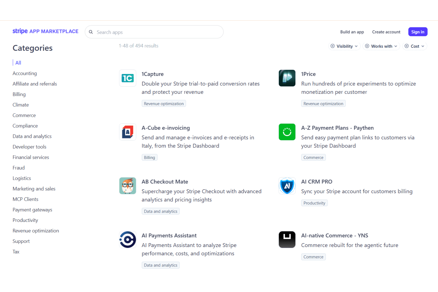 Stripe screenshot