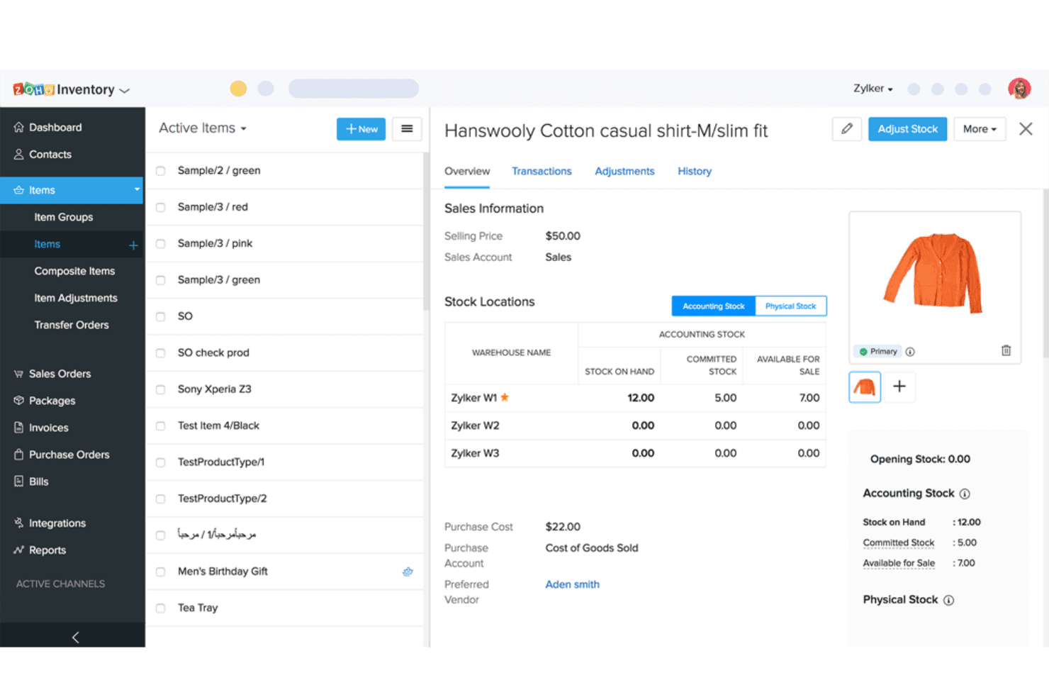 Zoho Inventory screenshot