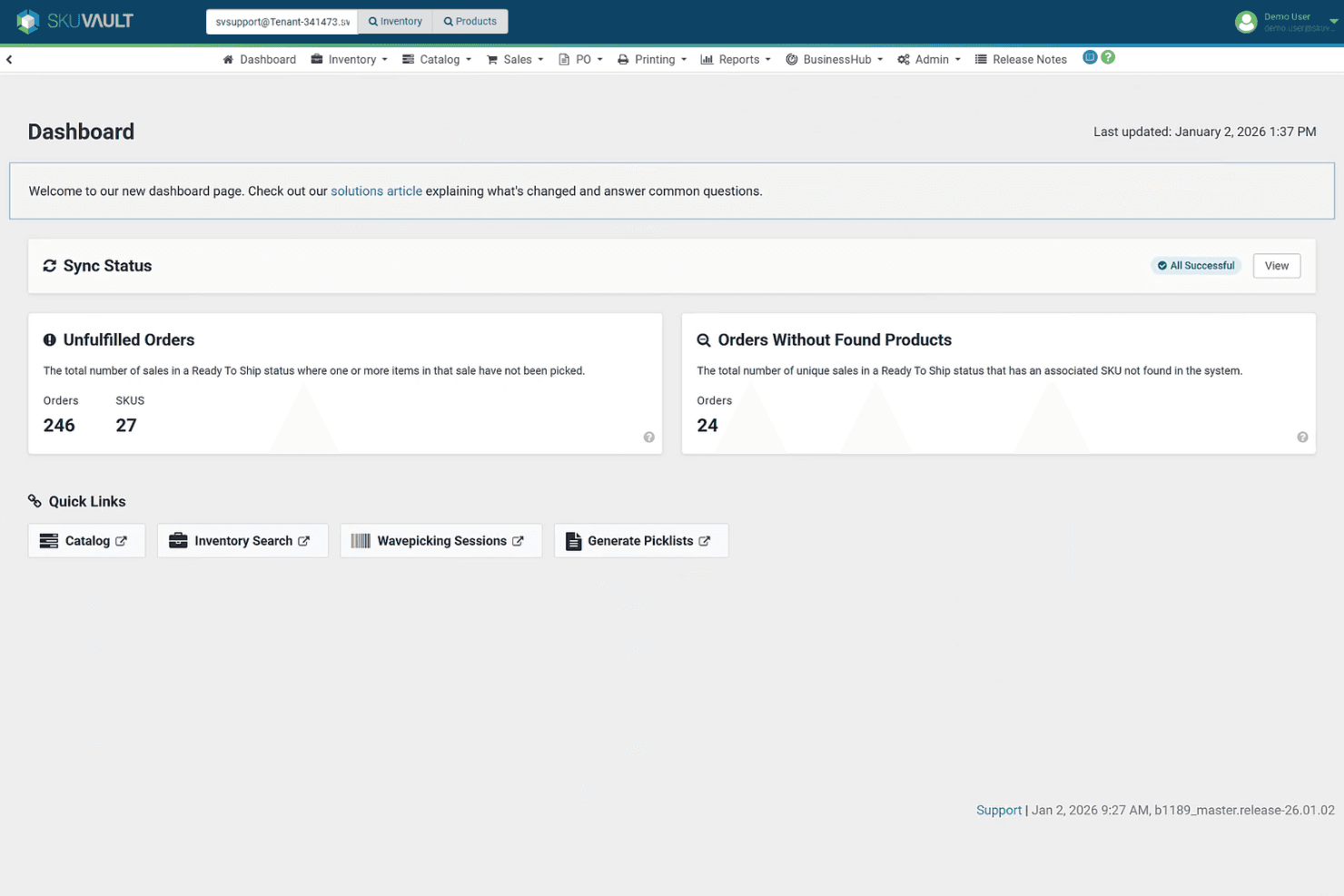 SkuVault screenshot