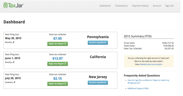 TaxJar screenshot