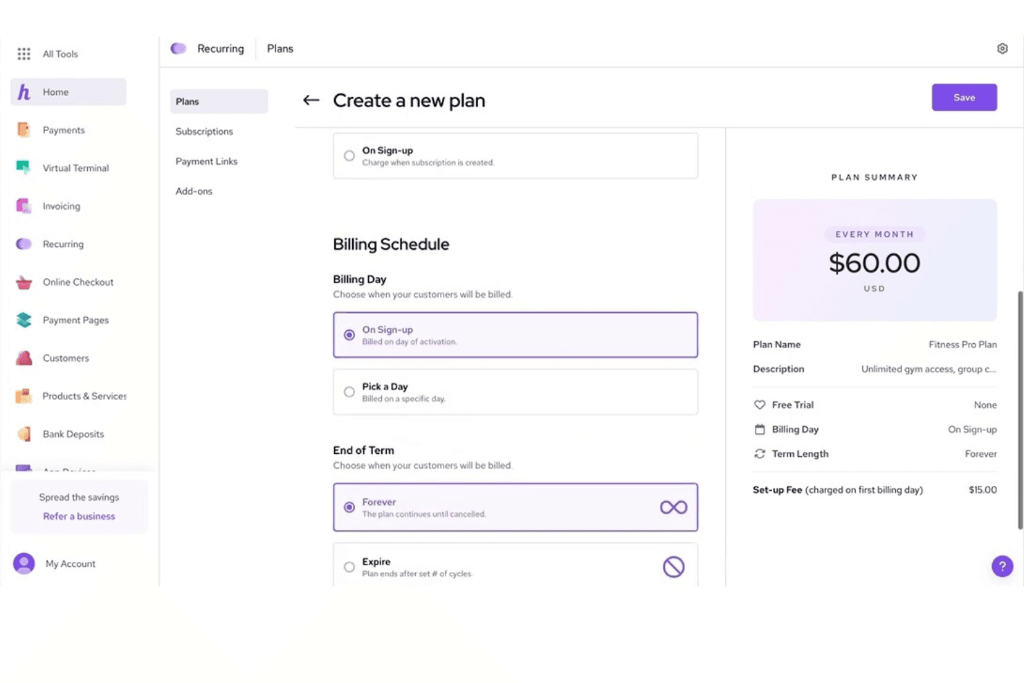 Helcim centralizes payments, subscriptions, and billing management tools.