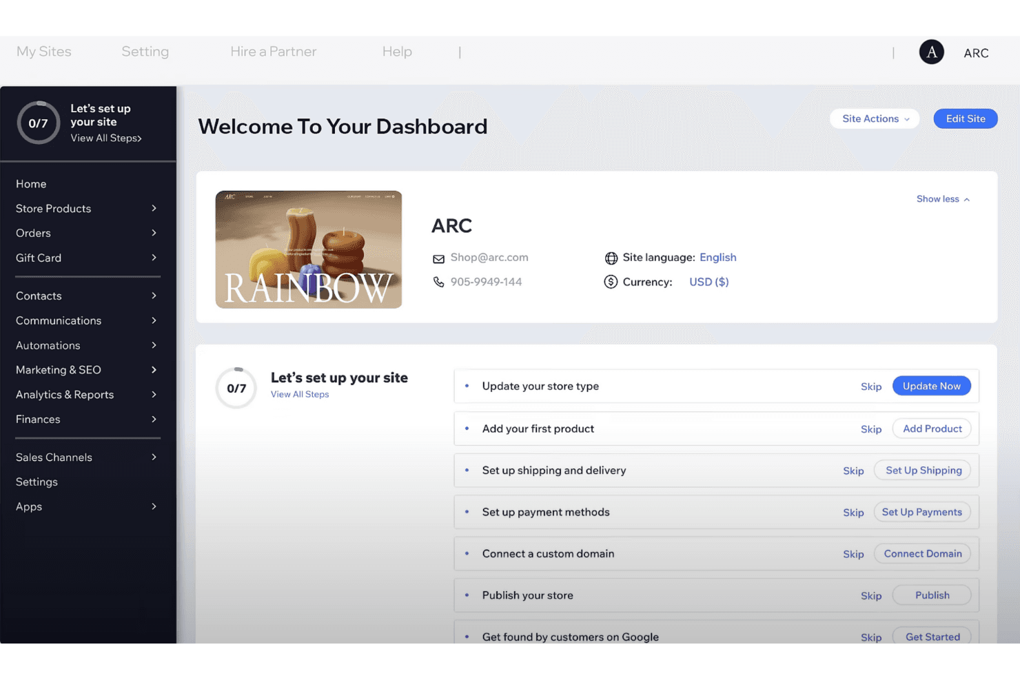 Wix eCommerce guides you step by step to launch and manage your store.