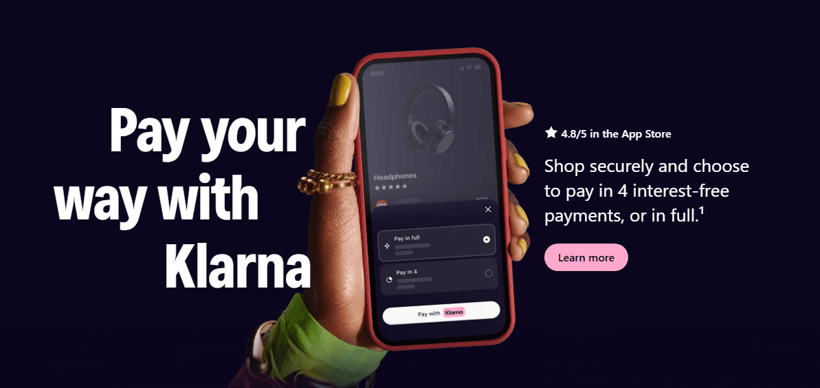 Klarna lets shoppers split purchases into flexible, interest-free payments.