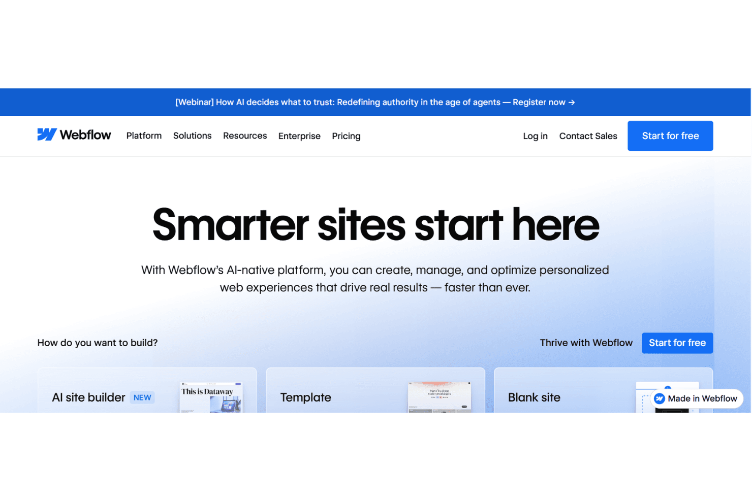 Webflow helps teams design and launch custom websites without coding.