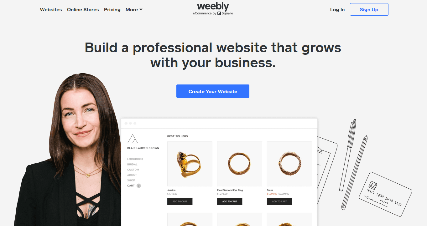 Weebly is a free drag-and-drop website builder for simple sites.