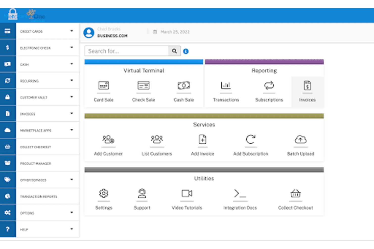 Merchant One processes payments with simple setup and competitive rates.