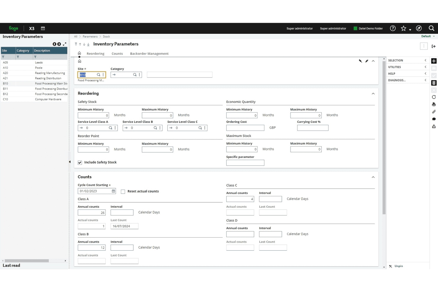 Sage X3 inventory management