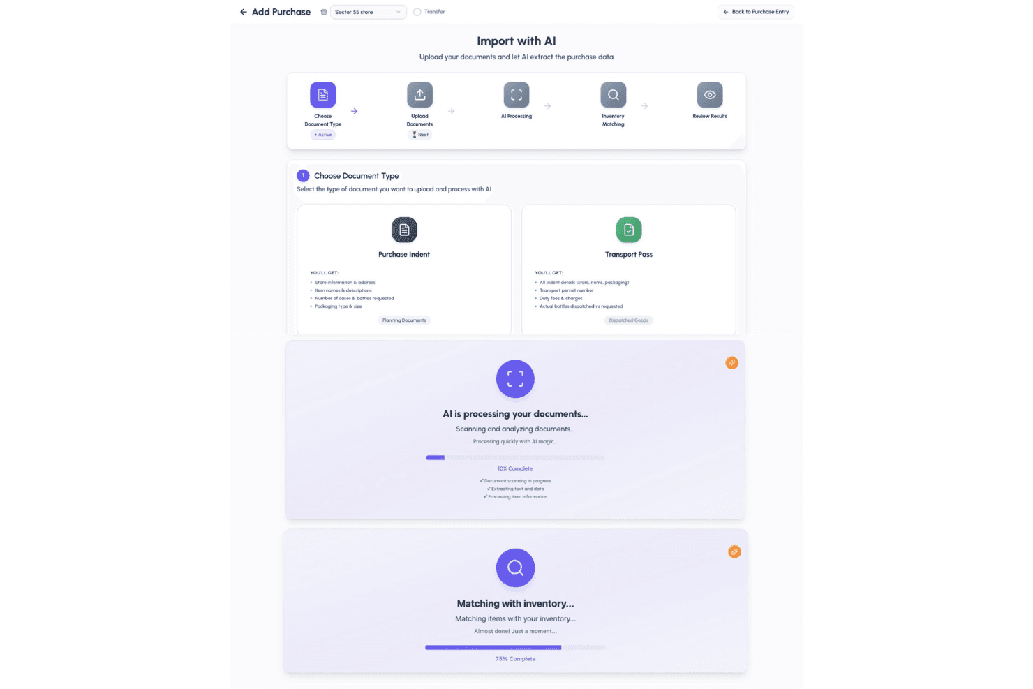 Bottle POS AI invoice processing and automated receiving.