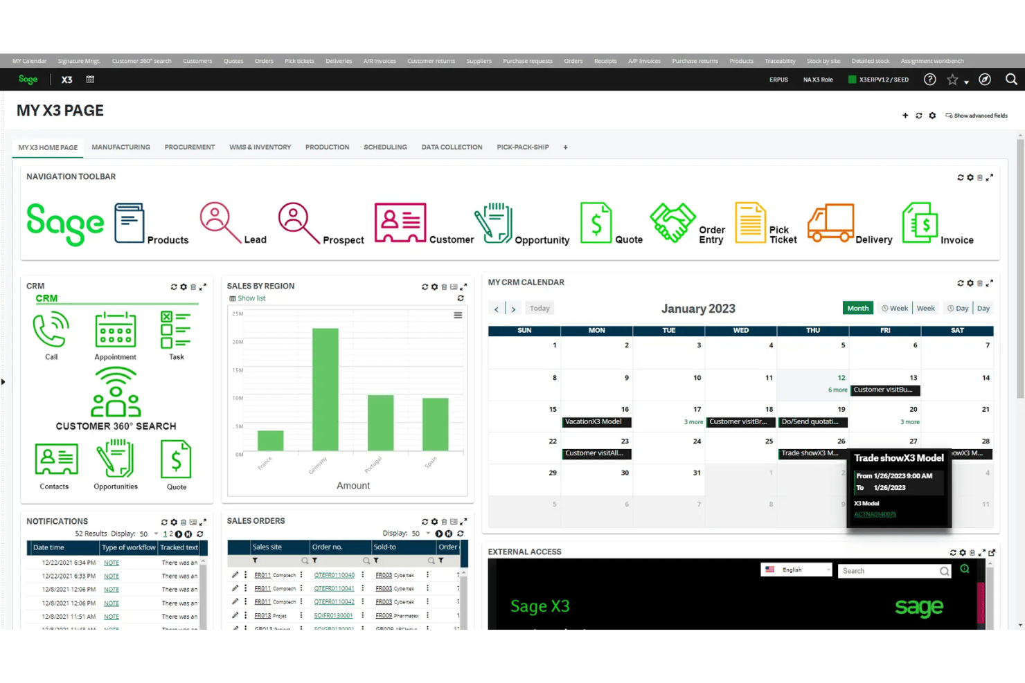 Sage X3 unifies retail inventory, finance, and ecommerce.