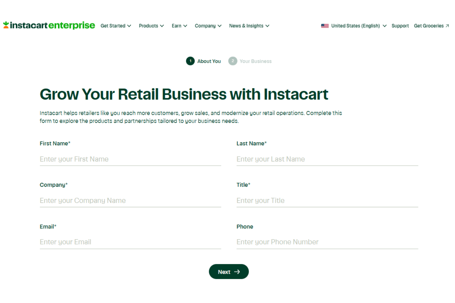 Instacart Storefront pricing with custom plans and retailer solutions.