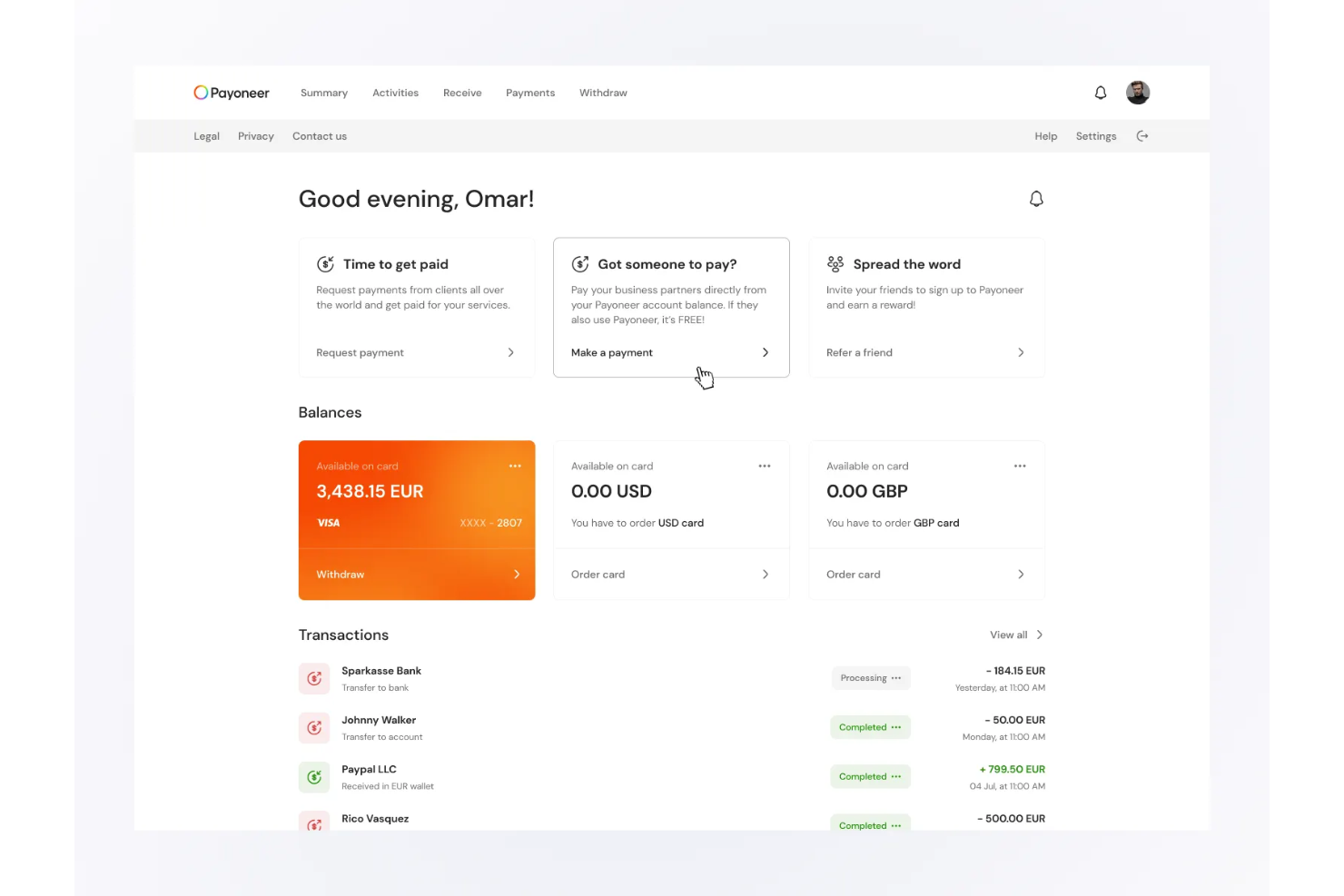 screenshot - Payoneer Testbericht: Vorteile, Nachteile, Funktionen und Preise