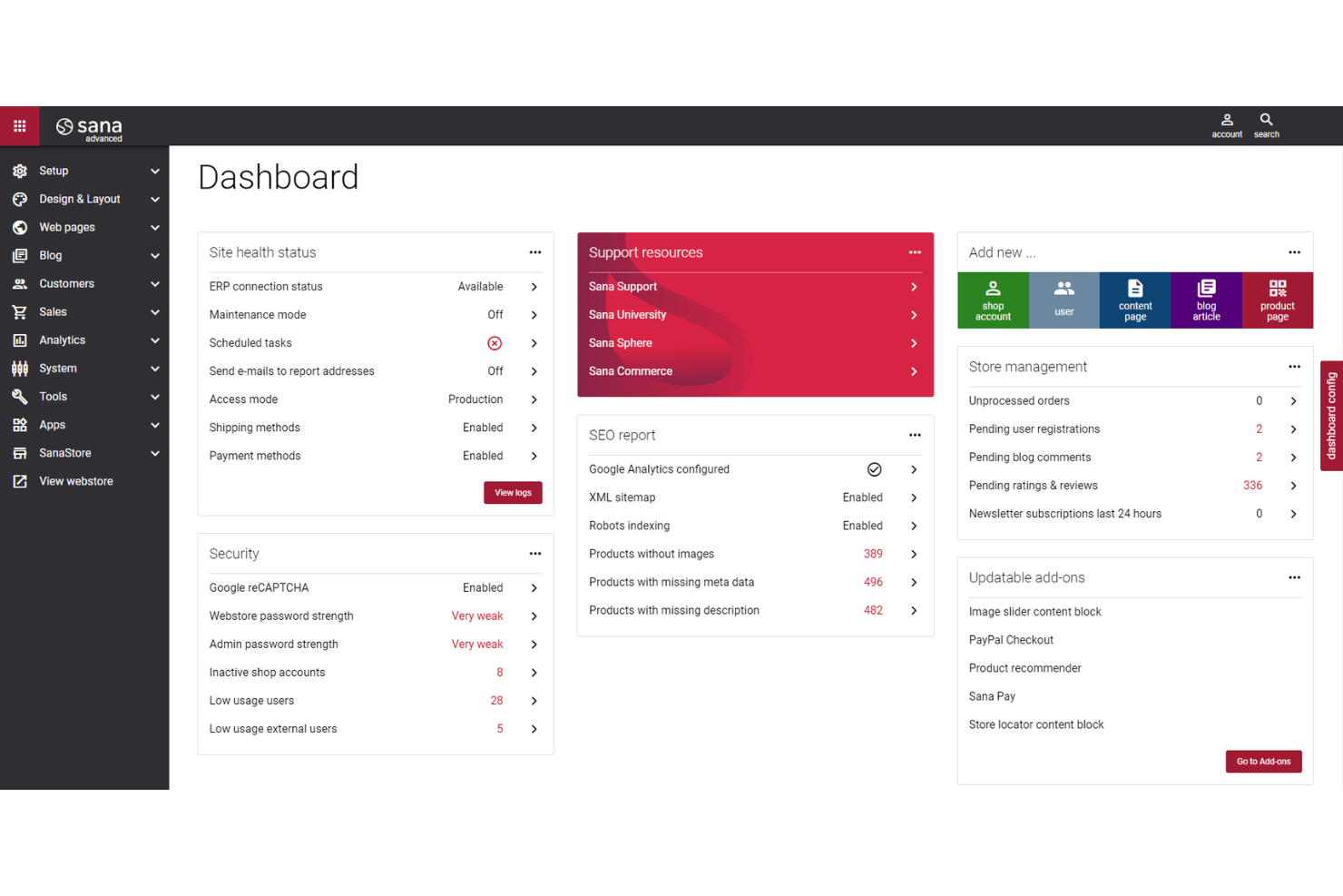 Sana Commerce Cloud runs B2B ecommerce with real-time ERP data.