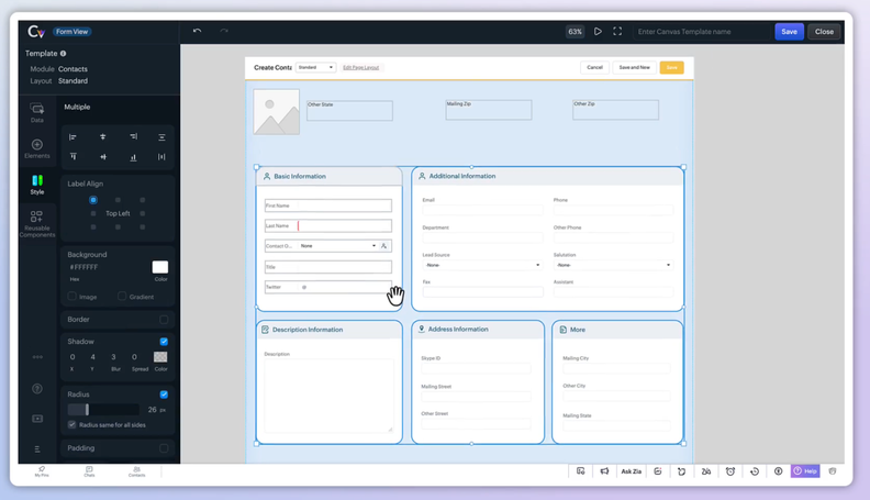 Zoho CRM Adds Reusable Canvas Templates for Forms