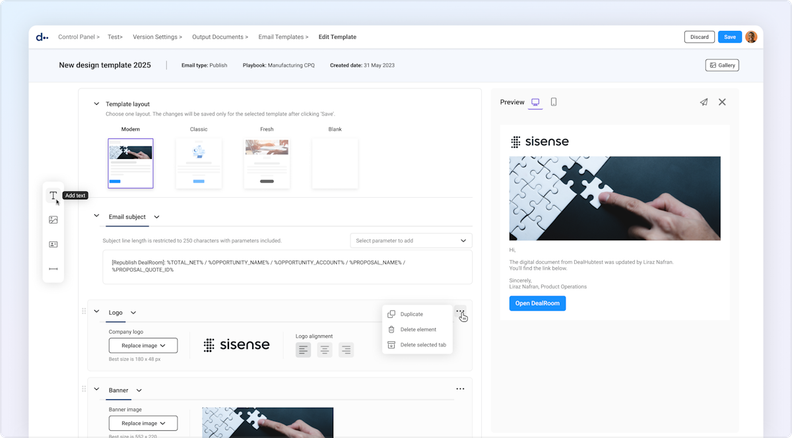 DealHub Adds Email Template Editor