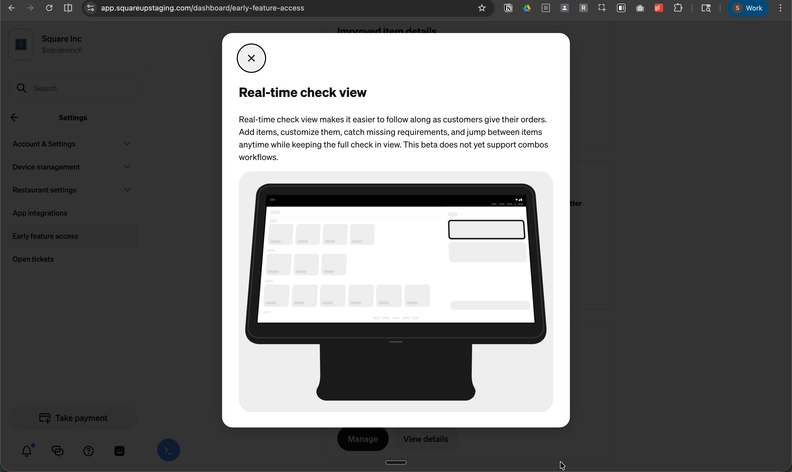 Square Adds Real-Time Check View for Restaurant Modes