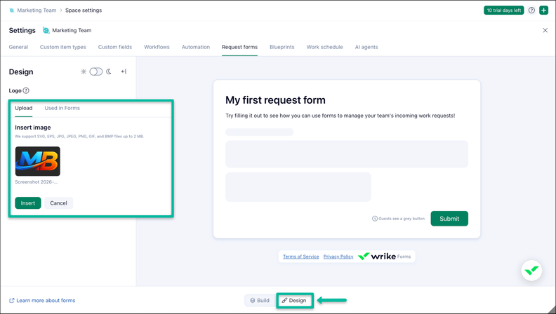 Wrike Adds Branding and Short Links for Request Forms