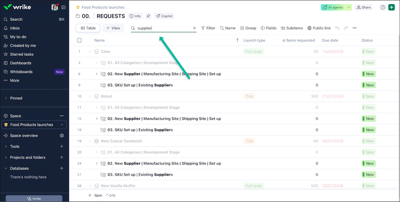 Wrike Adds Quick Search to Table View