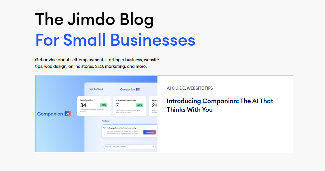 screenshot - Jimdo Review: Pros, Cons, Features and Pricing