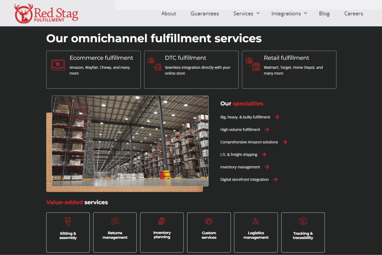 Red Stag Fulfillment screenshot - 10 meilleurs services de traitement des commandes pour 2026