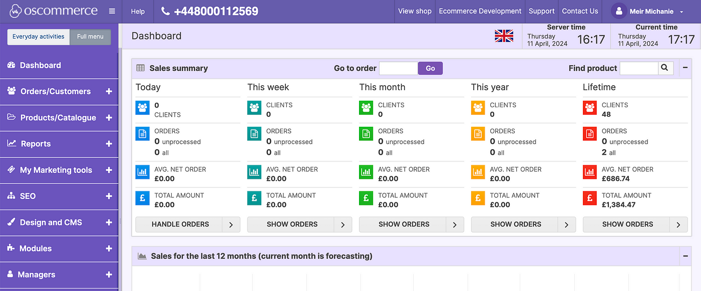 OsCommerce screenshot - 10 Meilleures Plateformes CMS E-commerce Classées pour 2026
