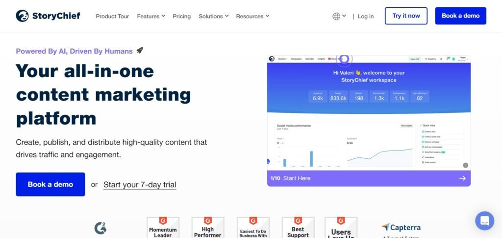 StoryChief screenshot - 10 meilleures plateformes de marketing de contenu pour l’e-commerce en 2026