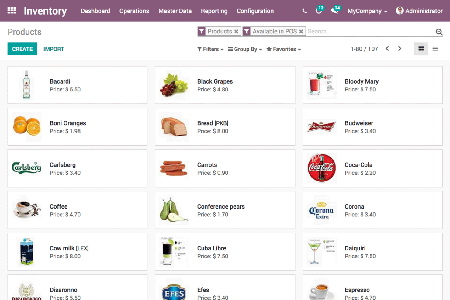 Odoo Inventory screenshot - Die 10 besten cloudbasierten Tools für die Bestandsverwaltung 2026