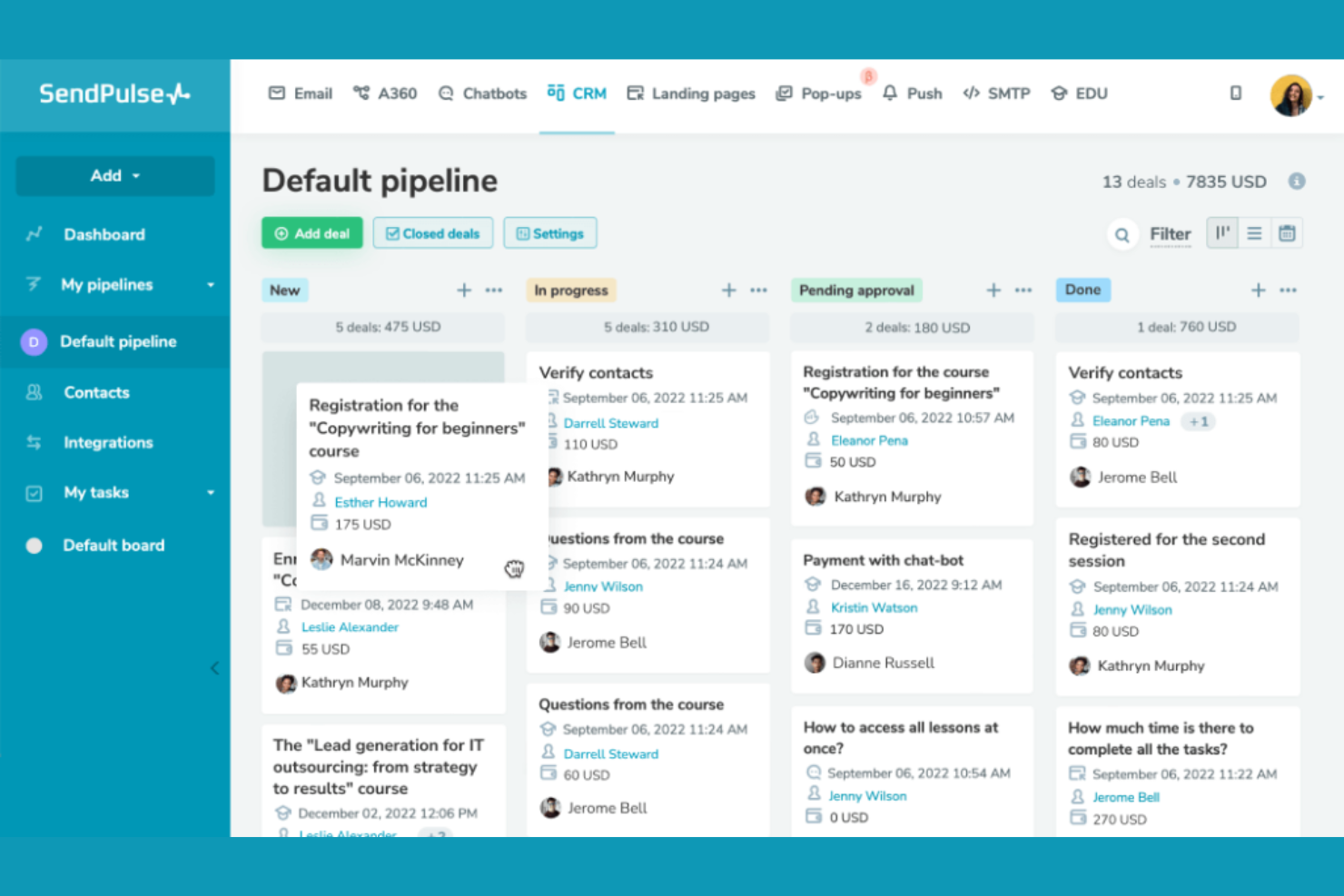 SendPulse screenshot - 10 meilleurs outils gratuits de marketing pour le e-commerce en 2026