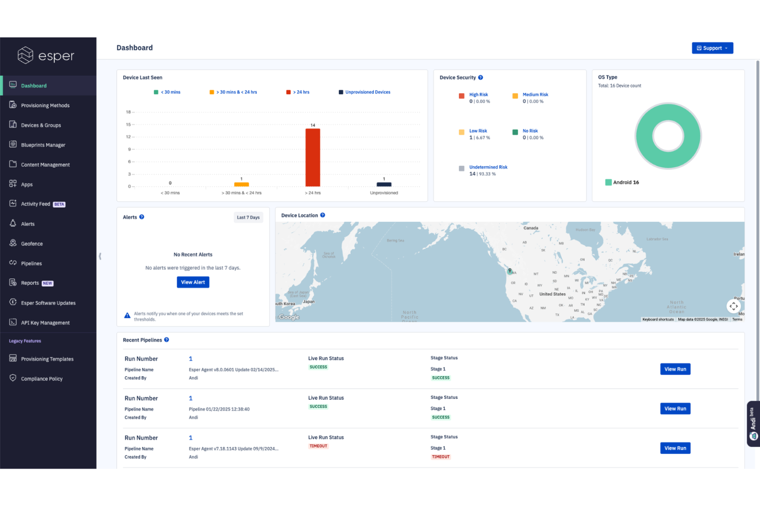 Esper screenshot - Die 10 besten Endpoint-Management-Tools für den Einzelhandel im Jahr 2026