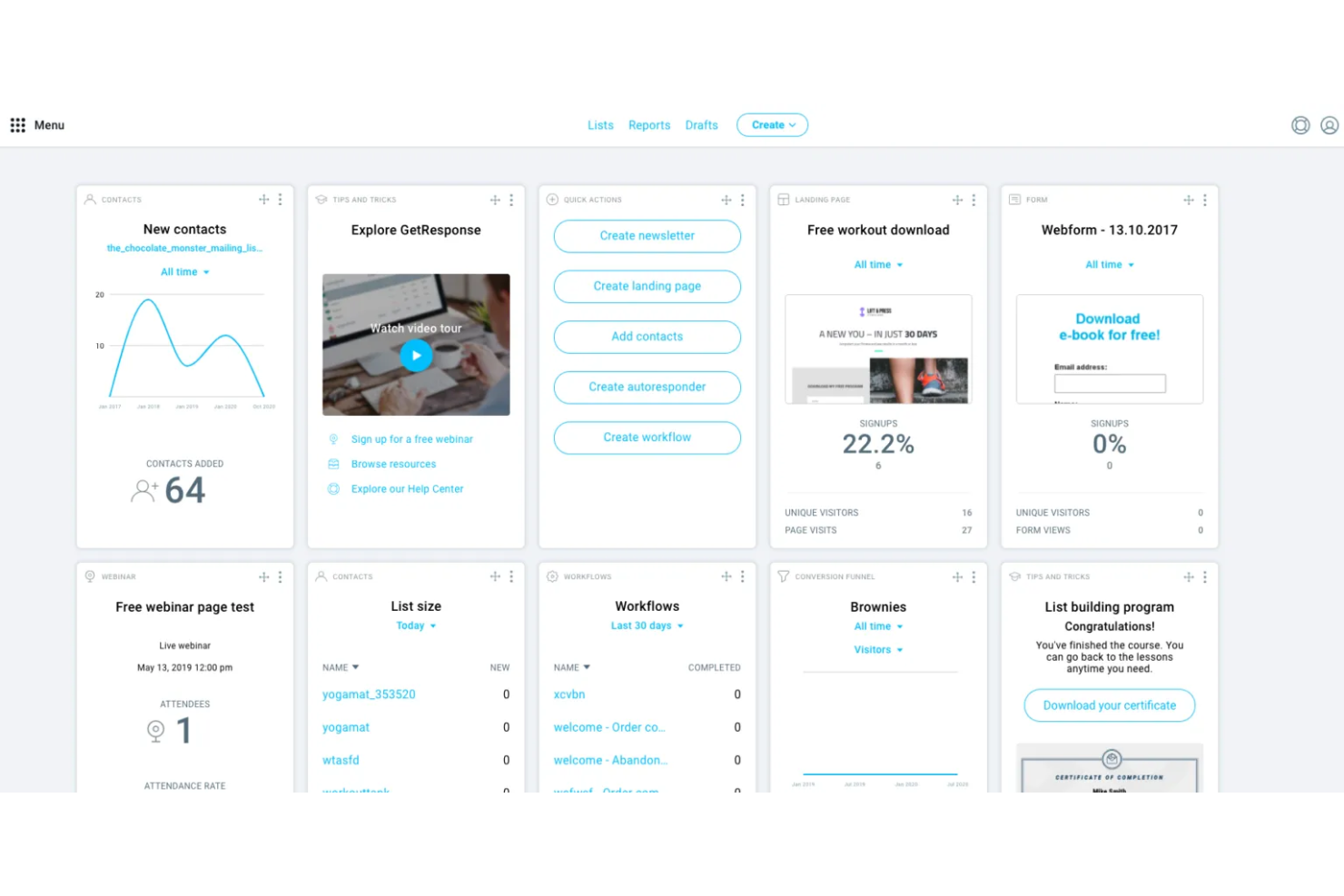GetResponse screenshot - 15 Mejores Alternativas a AWeber para 2026 con Principales Características y Beneficios