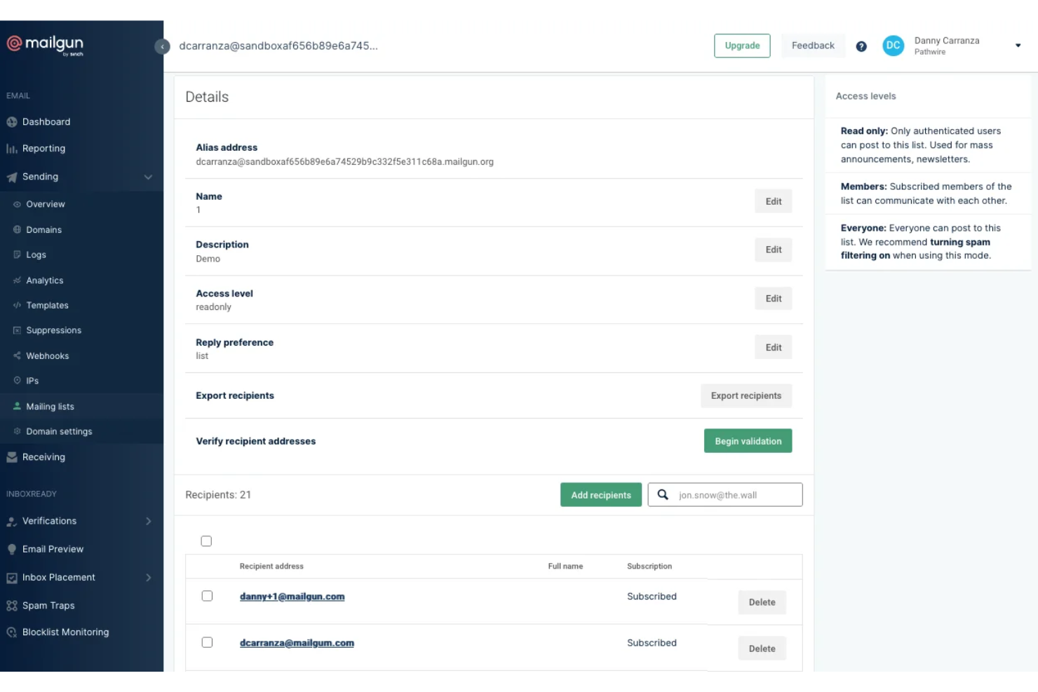 Mailgun screenshot - 15 Mejores Alternativas a AWeber para 2026 con Principales Características y Beneficios