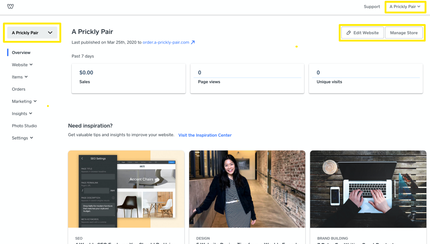 Weebly screenshot - Las 10 mejores plataformas de comercio electrónico para organizaciones sin fines de lucro en 2026