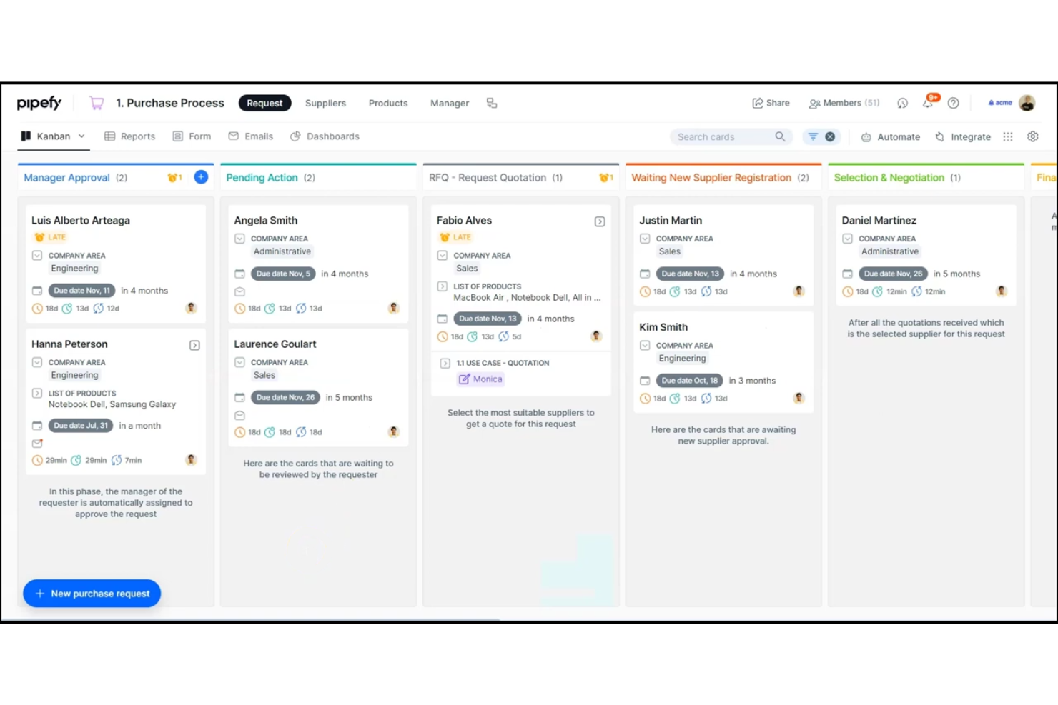 Pipefy screenshot - Le 10 migliori soluzioni software per la gestione delle relazioni con i fornitori nel 2026