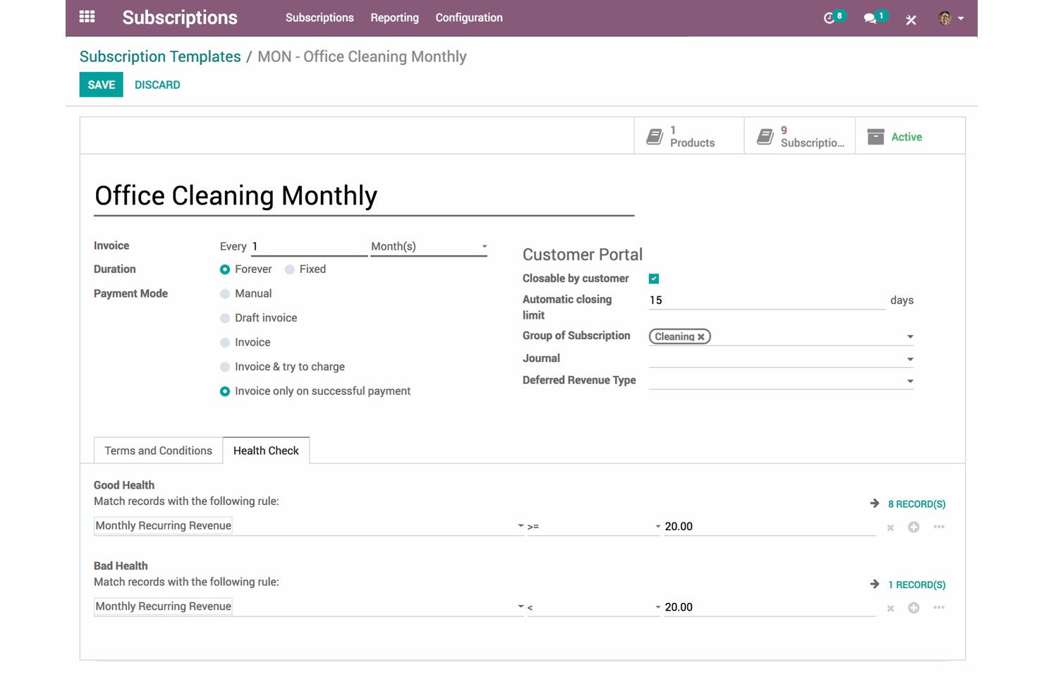 Odoo screenshot - 10 Mejores Software de Gestión de Suscripciones para 2026