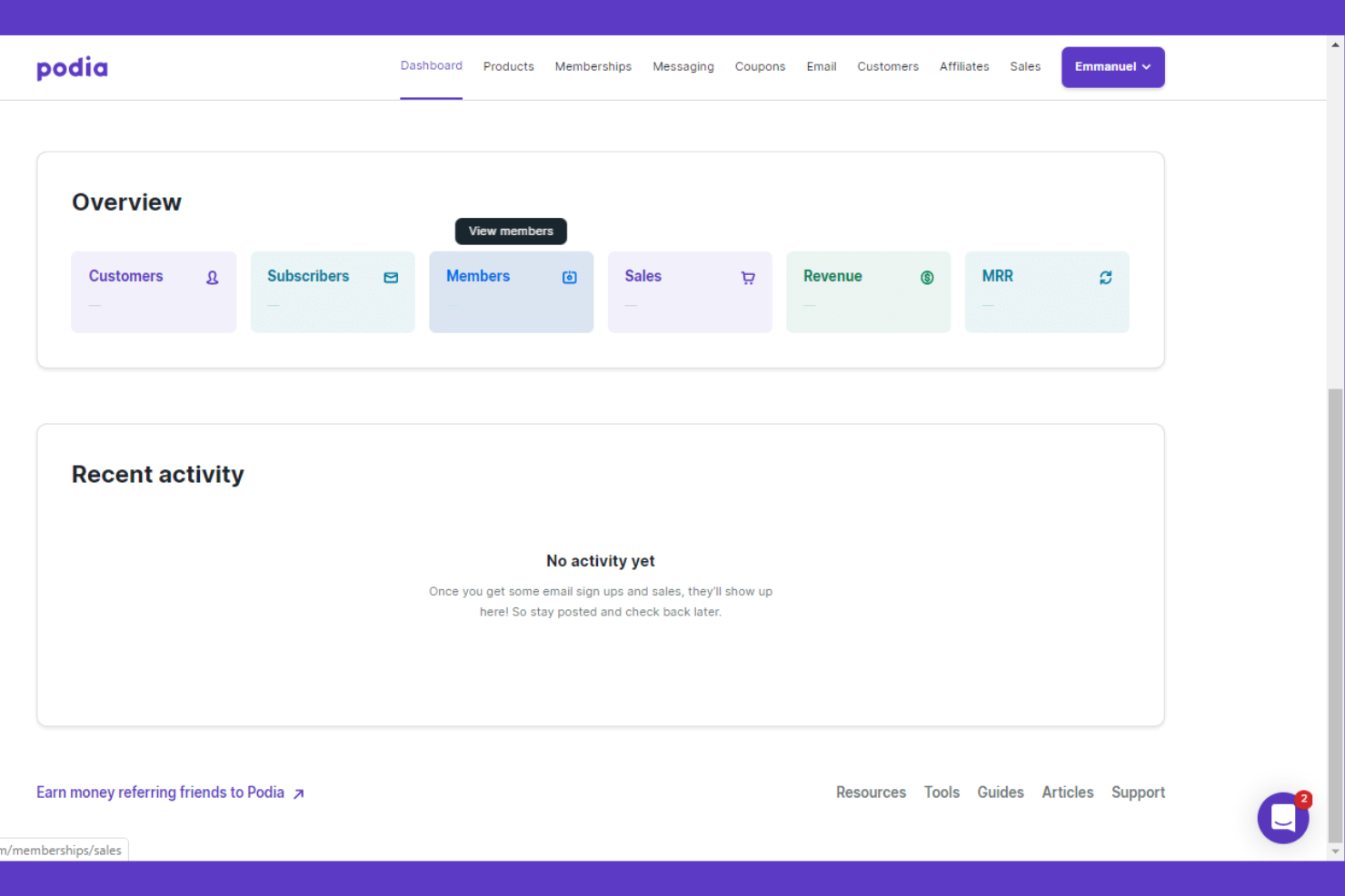 Podia screenshot - Le 10 migliori alternative a Gumroad scelte per il 2026