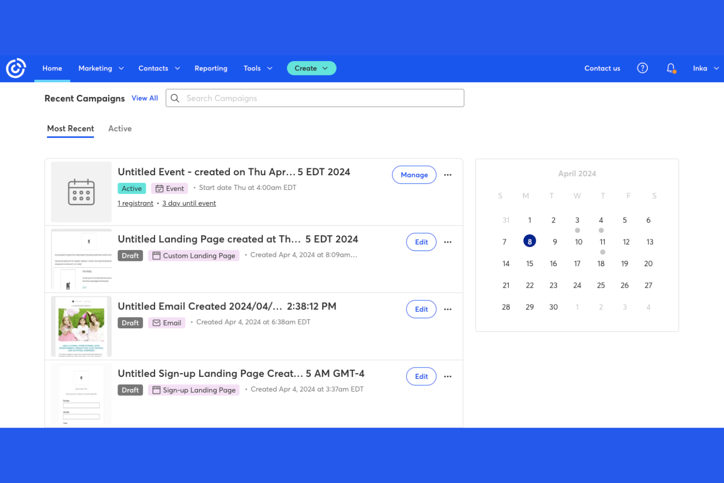 Constant Contact screenshot - Le 10 migliori alternative a HubSpot Marketing nel 2026