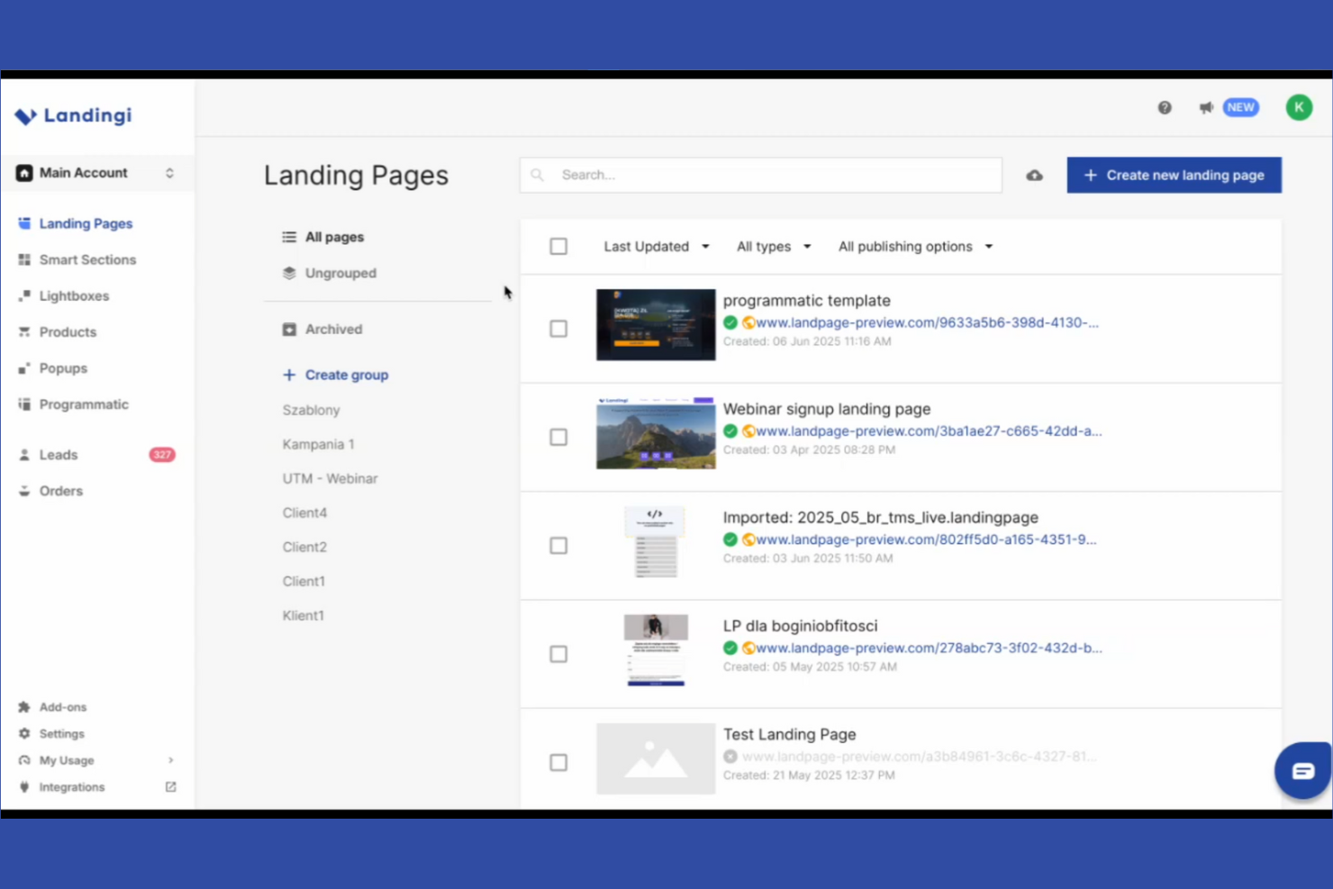 Landingi screenshot - 12 migliori alternative a Unbounce per il 2026