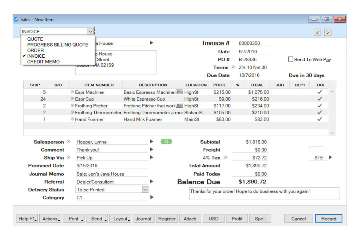 AccountEdge screenshot - 10 Mejores Alternativas a QuickBooks Online para 2026