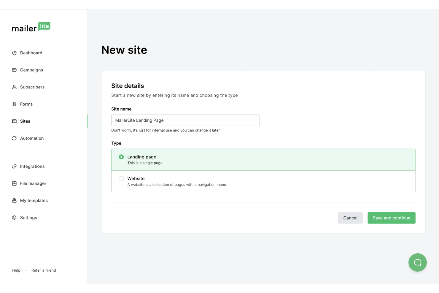 MailerLite screenshot - 10 Strumenti Gratuiti per Creare Landing Page nel 2026