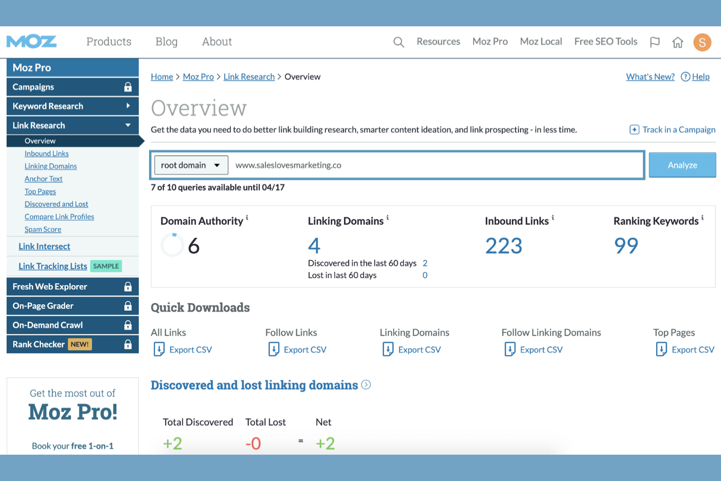 Moz Pro screenshot - 10 Mejores Herramientas SEO para Comercio Electrónico en 2026